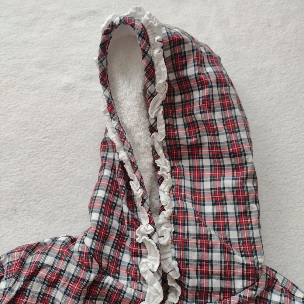 Ralph Lauren Baby Plaid Hooded Robe 9M Cotton Terry Lined Bathrobe - Picture 3 of 11